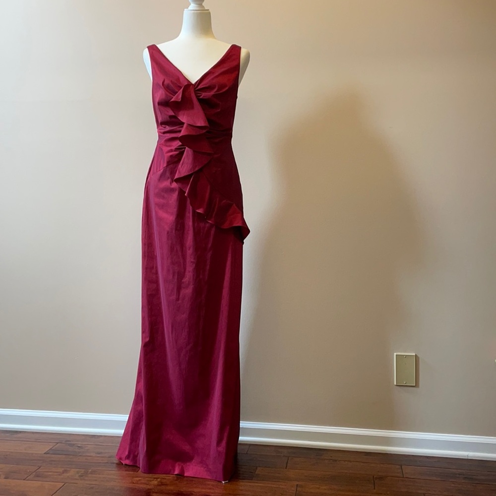 Kay Unger dark red dress